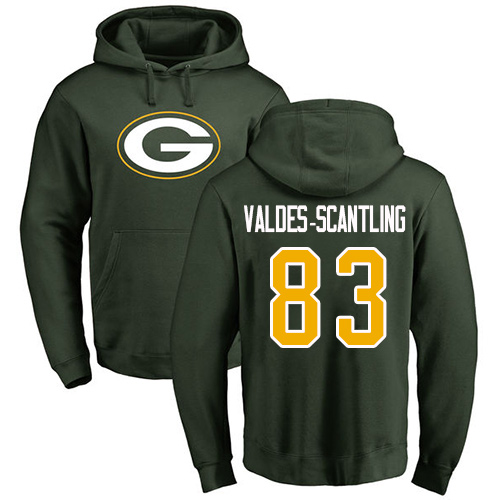 Men Green Bay Packers Green #83 Valdes-Scantling Marquez Name And Number Logo Nike NFL Pullover Hoodie Sweatshirts->nfl t-shirts->Sports Accessory